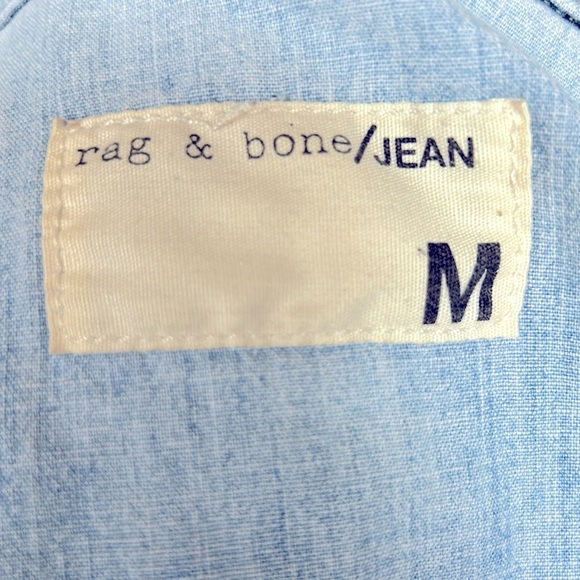 Rag & Bone Chambray Women’s Medium Snap Closure Top 100% Cotton Moonshine Color - Picture 3 of 4